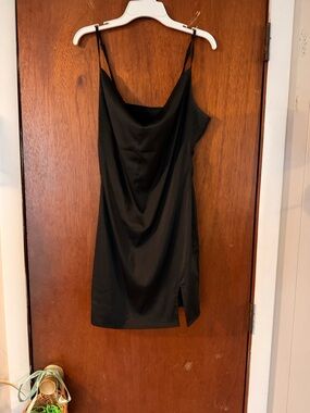 SHEIN Black Cowl Neck Mini Slip Dress